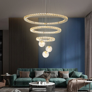 Lampadario LED Moderno per Soggiorno, Sala <span class=keywords><strong>da</strong></span> Pranzo, Camera <span class=keywords><strong>da</strong></span> Letto, <span class=keywords><strong>Cucina</strong></span>, Lampada <span class=keywords><strong>a</strong></span> <span class=keywords><strong>Sospensione</strong></span> con Design ad Anello Dorato - Product Image 3