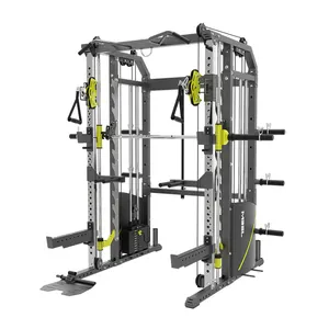 Smith Machine Multi Functional Trainer Power Cage Adjustable Weight Bench All In One Gym Machine