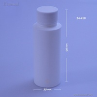 Bouteille cylindrique ronde en plastique HDPE blanc Ecannal de 60 ml (2 oz) avec bouchon à disque non doublé en plastique PP à col 24-410 et jupe lisse