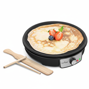Piastra Elettrica per Crepes e Pancake da 12 Pollici con Superficie Antiaderente e Indicatori LED, Controllo della Temperatura Regolabile, Include Spa - Product Image 2