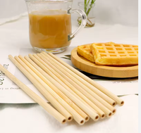 Pailles en bambou naturel écologiques, adaptées aux bubble tea et aux smoothies, biodégradables, réutilisables, idéales pour la maison.