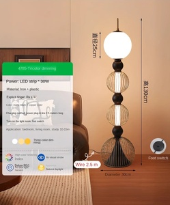 Lámpara de pie de latón de diseño vintage moderno, cuerpo de acero inoxidable de lujo con luz LED para sala de estar, hotel, granja - Product Image 5