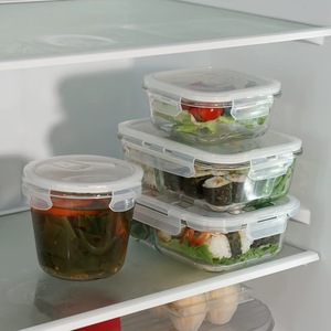 주방 밀폐 투명 식품 보관 용기 유리 보관함 투명 냉장고 정리함 식품 용기 세트 - Product Image 3