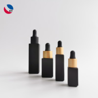 Offre Spéciale 5ml 10ml 15ml 20ml 30ml carré mat noir givré bouteille en verre à huile essentielle avec bouchon compte-gouttes en or