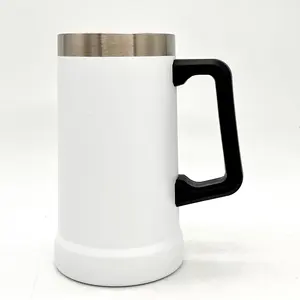 Taza de acero inoxidable para café y cerveza, vaso de acero con logotipo personalizado, con mango