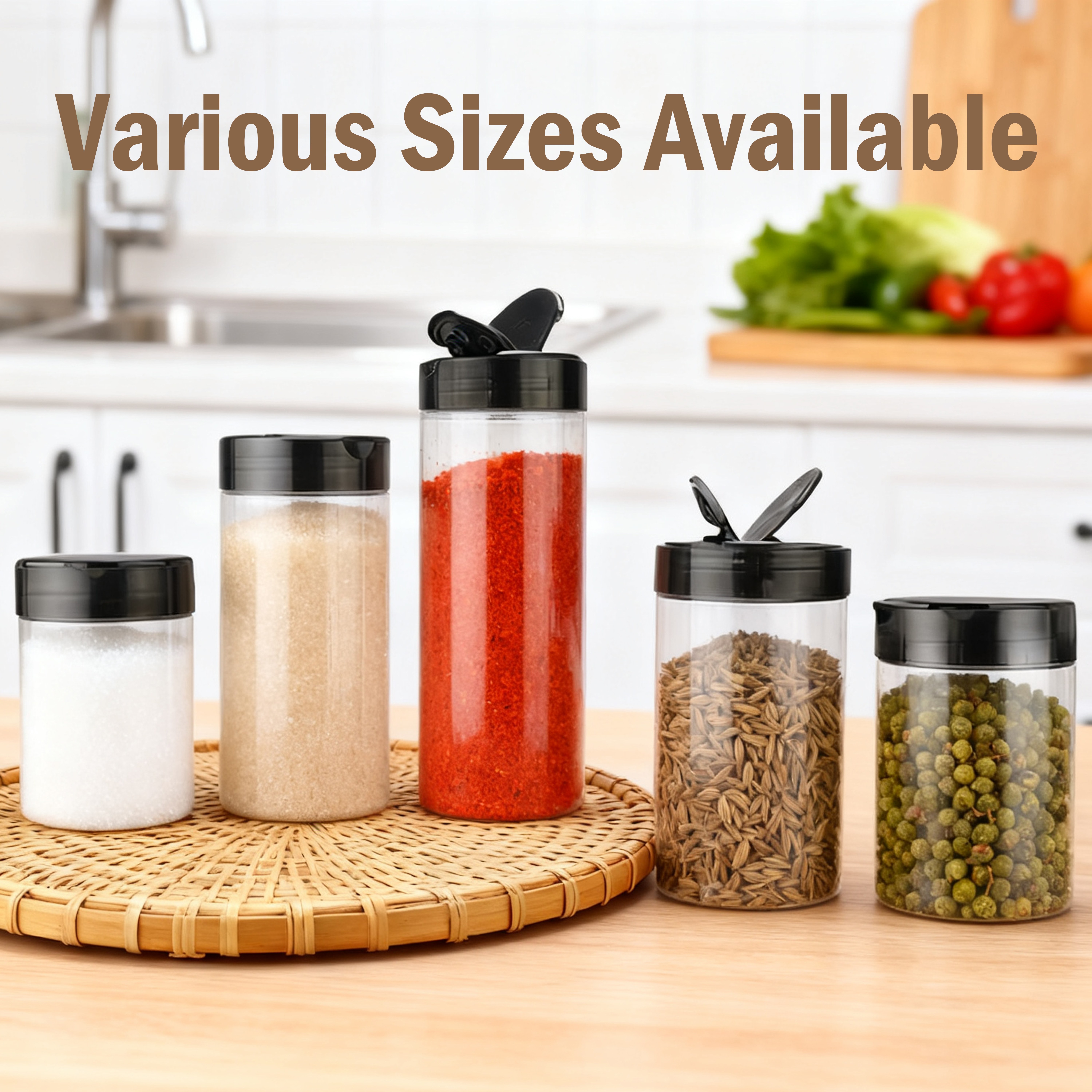 Food Grade BPA-Free 100ml 200ml 500ml PET Plastic Spice Jars Seasoning Bottle Spice Container Powder Shaker Pepper Packing