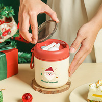 Cadeau de Noël Boîte à lunch 304 Acier inoxydable Santa Hot Food Thermos Vide Soupe Conteneur Pot de nourriture avec cuillère et sac isolé