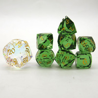 Dés polyédriques D20 en émeraude et en jade multi-facettes personnalisés, 16-24 mm, pour les jeux de rôle DND, 7 pièces