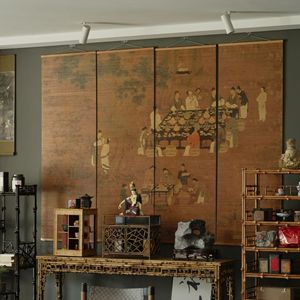Peinture murale suspendue en bambou, esthétique de la dynastie Song, peinture à quatre panneaux d'inspiration Zen, grande taille, pour bureau, salon - Product Image 1