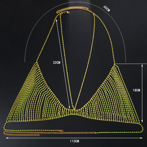 سلسلة صدر أوروبية أمريكية جديدة عصرية من سبيكة مطلية باللون الأخضر بتصميم نادي ليلي مثير ولامع مرصع بأحجار الراين - Product Image 2