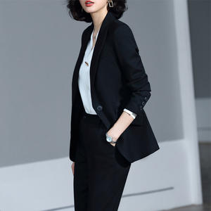 Nuovo Design <span class=keywords><strong>Blazer</strong></span> da Donna Slim Fit <span class=keywords><strong>in</strong></span> Lana a Quadri Antipiega con Bottone Singolo - Product Image 2