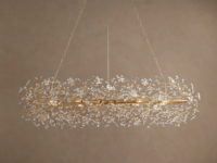 Lustre moderne suspendu en cristal en forme de fleur en acier pour restaurant, salon, salle à manger, hall d'entrée