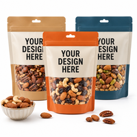 Op maat bedrukte staande pouch voor noten, trailmix, gedroogd fruit, voedselveilige, hersluitbare ziplock doypack verpakking met venster