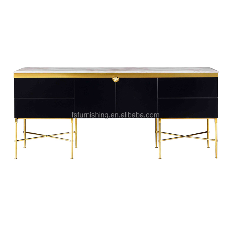 PD-B0019 черный элегантный 2020 Горячий бренд новейший дизайн пепельный древесина золотая металлическая ножка кухонный буфет столовая буфетный шкаф