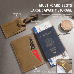 Cartera <span class=keywords><strong>de</strong></span> Viaje <span class=keywords><strong>de</strong></span> Cuero con Protección RFID, Ranura para Tarjeta <span class=keywords><strong>de</strong></span> Embarque, Funda para Pasaporte, Juego <span class=keywords><strong>de</strong></span> Etiquetas para Equipaje con Caja <span class=keywords><strong>de</strong></span> Regalo - Product Image 2