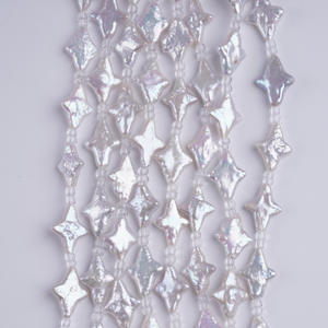 Perla de Agua Dulce Natural Blanca de 18 cm, Orificio Recto, Cuentas de Cuatro Estrellas, Accesorios Hechos a Mano para DIY, Venta al por Mayor de Zhuji - Product Image 1