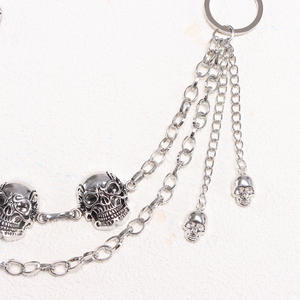 Cadena de cintura punk multicapa de mezclilla con calavera, cadena corporal de moda casual de plata tibetana - Product Image 4