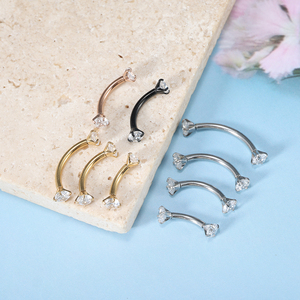 Pendientes de acero inoxidable 316 con circonita cúbica curva, mini barra redonda, joyería para <span class=keywords><strong>piercing</strong></span>, anillo para ceja, anillo para nariz, aretes <span class=keywords><strong>Daith</strong></span> y Helix para mujer y <span class=keywords><strong>hombre</strong></span> - Product Image 6