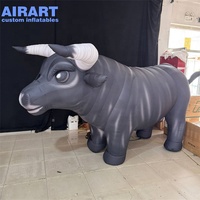 Costume gonflable de taureau noir pour festival de corrida, mascotte de taureau gonflable personnalisable pour spectacle de rue