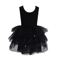Robe de danse de ballet pour filles, jupe tutu en maille noire à volants et perles, débardeur en coton de haute qualité pour l'été, idéale pour les fêtes d'anniversaire, ODM Enfants