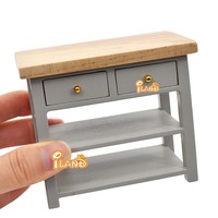 ILAND 1/12 meubles de maison de poupée, Console Miniature en bois, Table, armoire de cuisine, buffet, étagère de salle de bain pour maison de poupée