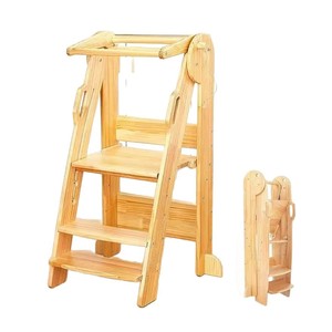 Wooden Montessori Learning Tower for Babies, Washbasin Footstool, <b>Bathroom</b> Steps, Booster <b>Stool</b>, Foldable Handstool - Product Image 2