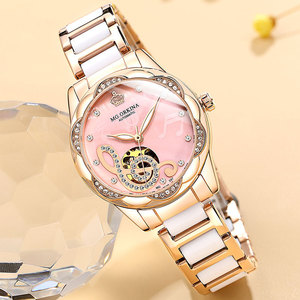 MG.ORKINA Orologio di Lusso da <span class=keywords><strong>Donna</strong></span>, Automatico, con Cinturino in Ceramica e Acciaio, Impermeabile, Relojes - Product Image 5