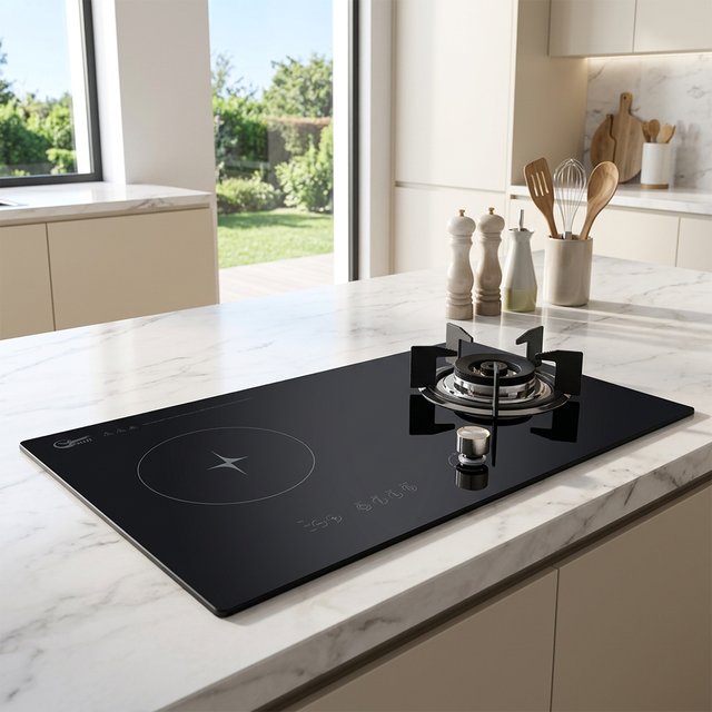Wholesale Built-in 2 Burner Gas and Induction Combined Hob High Power Tempered Glass Electric Cooktop for Indoor Cooking