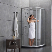 Cabine de douche coulissante simple moderne avec cadre métallique brossé et verre trempé pour hôtel de luxe, appartement, salle de bain vapeur