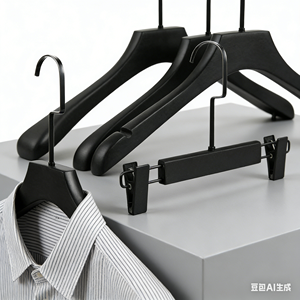 Cintre en bois massif noir antidérapant haut de gamme pour vêtements pour hommes, support pour pantalons, flocage sans trace - Product Image 6