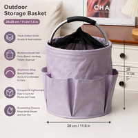 Panier de rangement rond d'extérieur en tissu Oxford épais, sac à main de pique-nique, organiseur de toilette, 28 cm