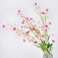 Bunga Lily of the Valley Buatan Tangan dari Sutra, Tangkai Panjang, Rangkaian Bunga untuk Dekorasi Pernikahan, Rumah, dan Hotel
