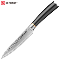 Couteau à éplucher KEEMAKE de 5 pouces, petite lame utilitaire de cuisine avec lame en acier Damas VG10, multi-usages pour éplucher les fruits et les légumes