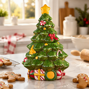 Ceramic <strong>Christmas</strong> <strong>Tree</strong> Dolomite Candy Cookie <strong>Jar</strong> - Product Image 3