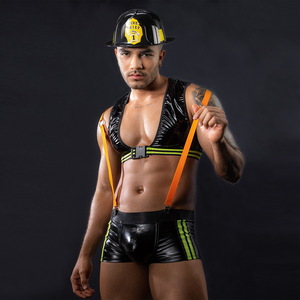 performance wear stripper outfit Performance Sex Underwear for Men Breathable <strong>Fireman</strong> Role-Playing Suit for Nightclub Bar Model - Product Image 2