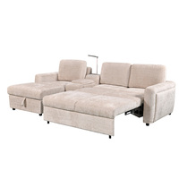 Canapé-lit deux places de style européen avec rangement, porte-gobelets, rembourrage en éponge, durable, facile à nettoyer, idéal pour appartement et salon