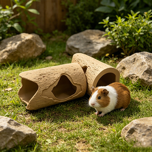 Abri tunnel pour hamster, cachette en bois pour petits animaux, abri pour cochon d'Inde, gerbil, souris, rat, accessoires de cage pour animaux de compagnie - Product Image 2