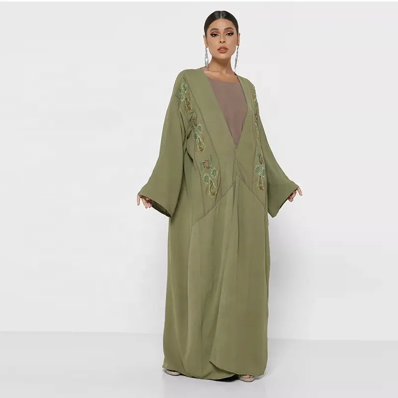 Vestido feminino islâmico, novo design de fábrica floral cardigan longo kimono abaya feminino islâmico