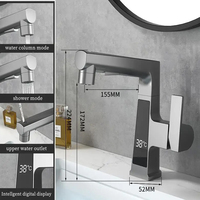 Ventes directes d'usine robinet de salle de bain intelligent affichage numérique LED peut soulever le robinet de bassin rotatif télescopique