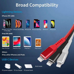 Éclairage/USB C vers éclairage USB-C à la lumière câble PD Nylon tressé Charge rapide i phone 13/12/XS/X 8/<span class=keywords><strong>SE</strong></span> - Product Image 5