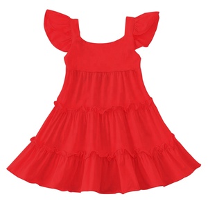 Vestito Estivo in <span class=keywords><strong>Cotone</strong></span> Lavorato a Maglia <span class=keywords><strong>per</strong></span> Bambine, Maniche Corte con Scollo Quadrato a Quadretti e Decorazione a Bottoni - Product Image 3