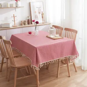 New Simple Fashion Cotton And Linen Tablecloth Plaid Fringed Lace Anti-wrinkle And Wear-Resistant Tablecloth