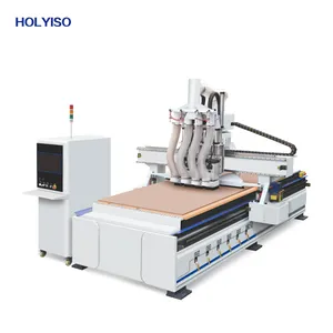 HOLYISO KIN-NC4 Label Otomatis Membongkar Beban CNC Mesin Bor Pusat Lubang Mesin Kayu