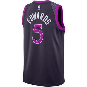 Maillot de basket-ball violet Minnesota Timberwolves pour enfants et jeunes de 8 à 20 ans, édition City, modèle Swingman, Anthony Edwards 5, col en V, anti-humidité - Product Image 3