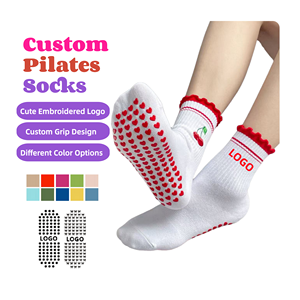 <span class=keywords><strong>Chaussettes</strong></span> de Pilates personnalisables pour femmes avec choix de couleurs, logo brodé mignon, antidérapantes pour le sport, le Pilates, les studios de yoga, les sols POPSOX - Product Image 2
