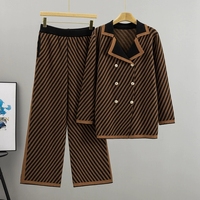 Ensemble deux pièces décontracté pour femme 2026 : Blazer ample en maille et pantalon large – Tenue décontractée 2 pièces pour femme
