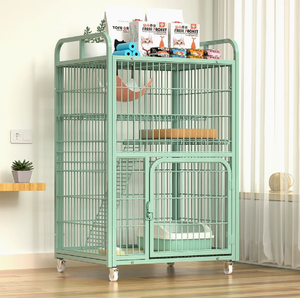Jaula Metálica Multinivel Verde para Gatos con Ruedas y Espacio de Almacenamiento en la Parte Superior, Villa Interior para Gatos - Product Image 1