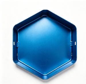 Pièce en tôle d'aluminium hexagonale usinée CNC, composant de précision, finition bleue, service de fabrication sur mesure de tôles. - Product Image 6