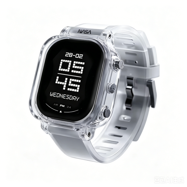 NASA Edition Smart Watch Watchy-smart Transparent Case Digital Sports Watch Silicone Strap Retro Futuristic Wristwatch for Men