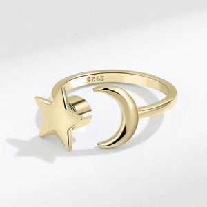 Anillo giratorio XINGX de moda transfronteriza para mujer, ajustable para el dedo anular, con diseño luminoso de estrella y luna. - Product Image 6